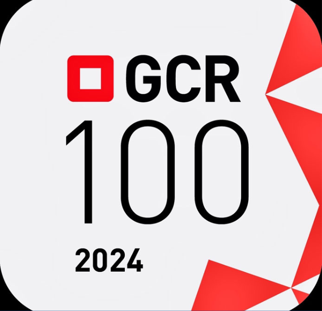 Award shield reading: "GCR 100: 2024"