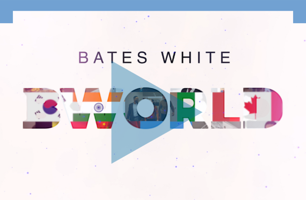 Image of YouTube video for Bates White BWorld event with "play" arrow