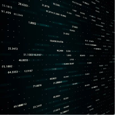 Rows of financial figures glowing against a dark digital background.